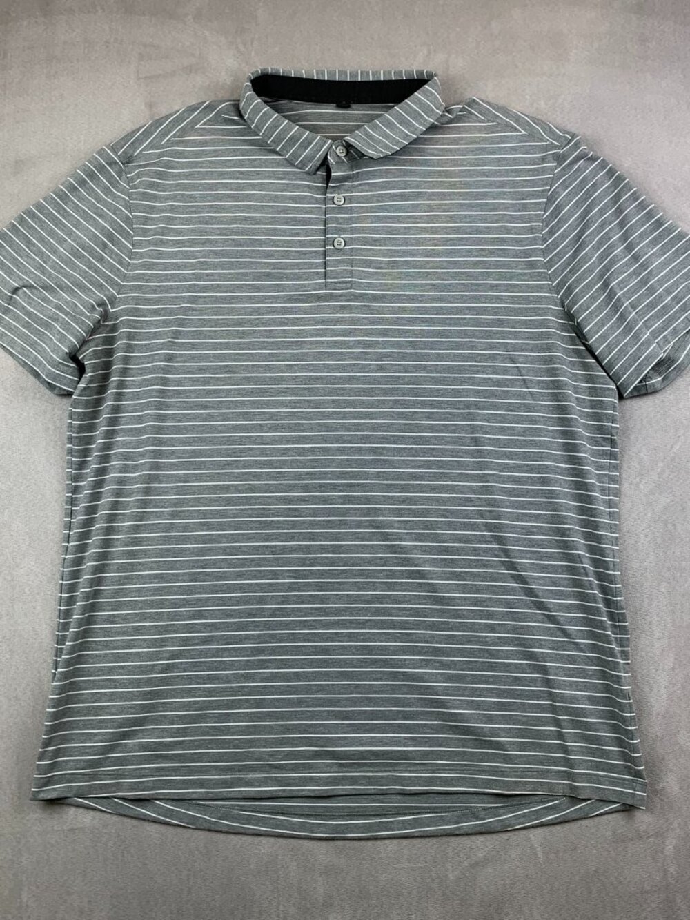 Lululemon Mens Shirt XL Gray Striped Evolution Short-Sleeve Polo Performance